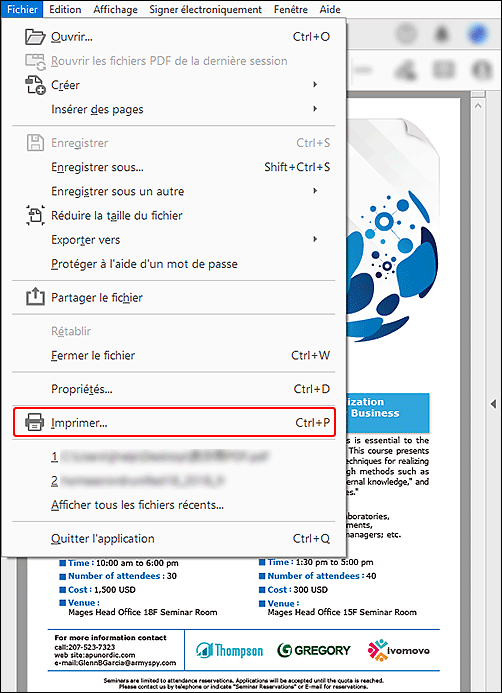 figure : écran Acrobat